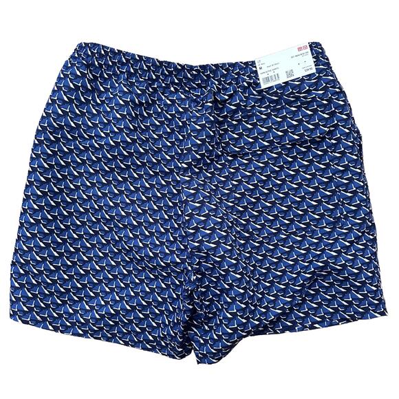 Uniqlo Short Men’s M Blue Geometric Swim Active Shorts 5.5" Mesh Liner Shorts - Picture 2 of 16